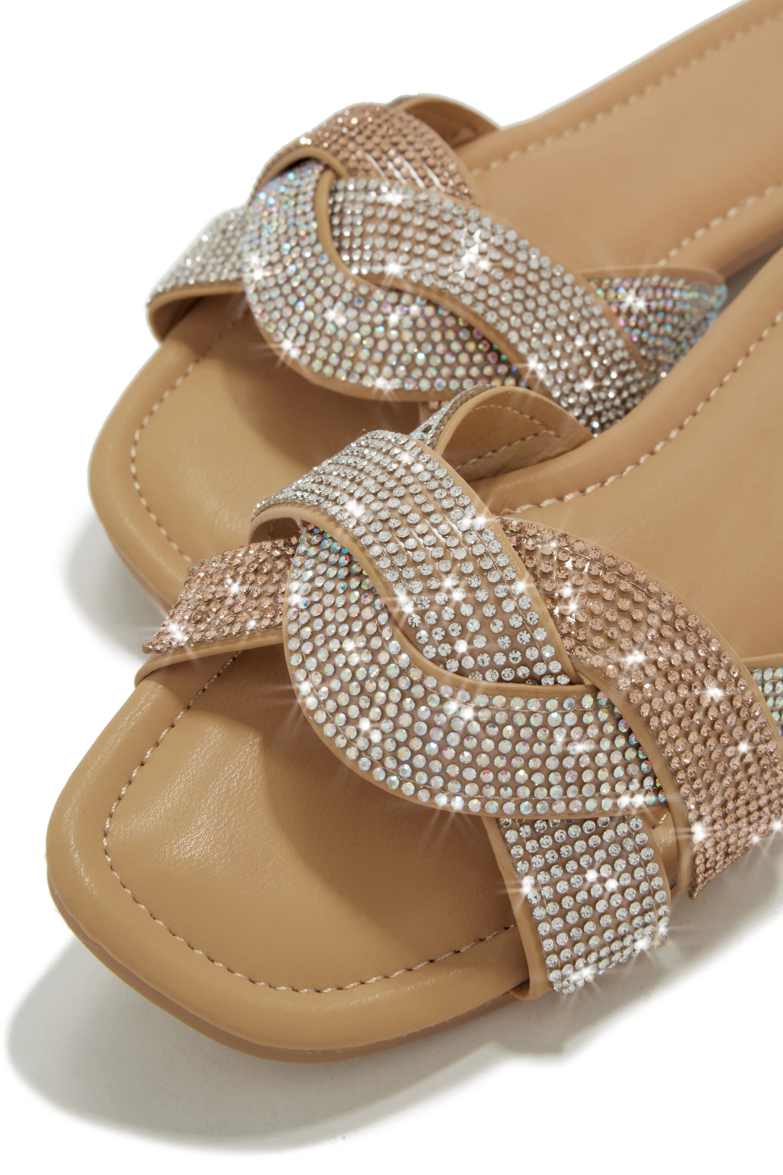 Slip Into Paradise Embellished Slip On Sandals - Nude