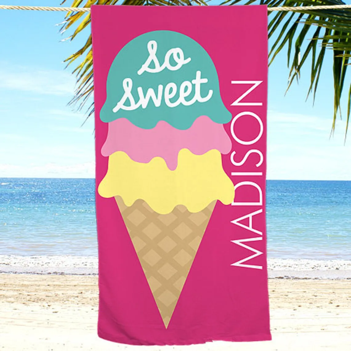 So Sweet Personalized Beach Towel, Beach, Pool, Summer, Microfiber, Polyester, Custom, Children, Girls