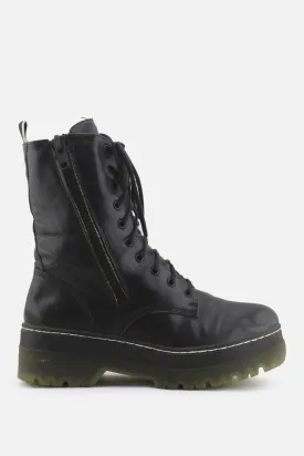 Tamaris Zipper Laces Combat Boots | 100% Authentic Leather