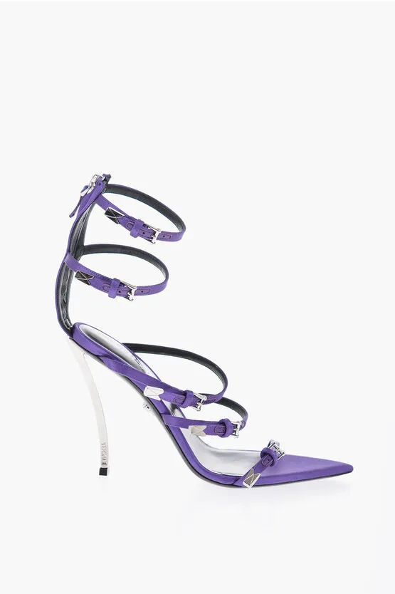 Versace Pointed Satin Pumps With Jewel Detail