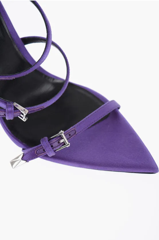 Versace Pointed Satin Pumps With Jewel Detail