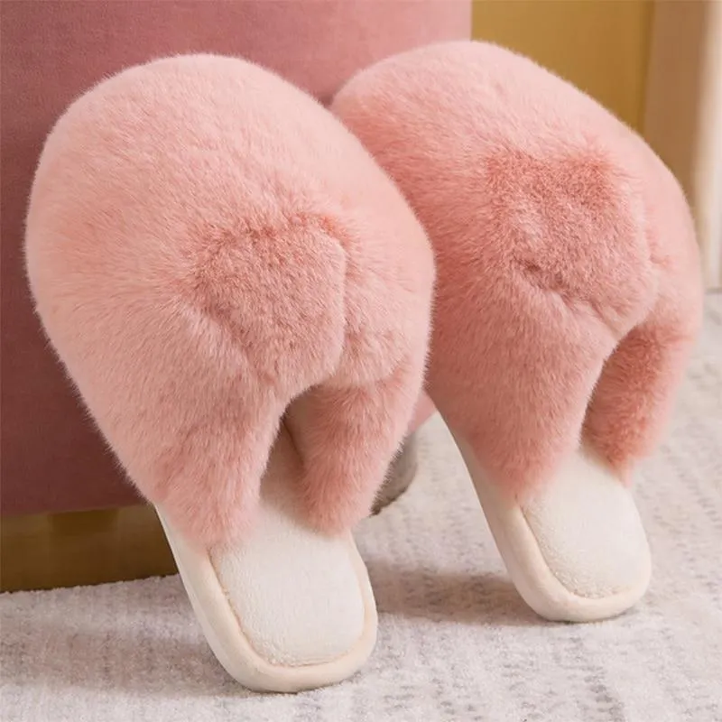 Women Posh Comfortable Warm Plush Indoor Slippers