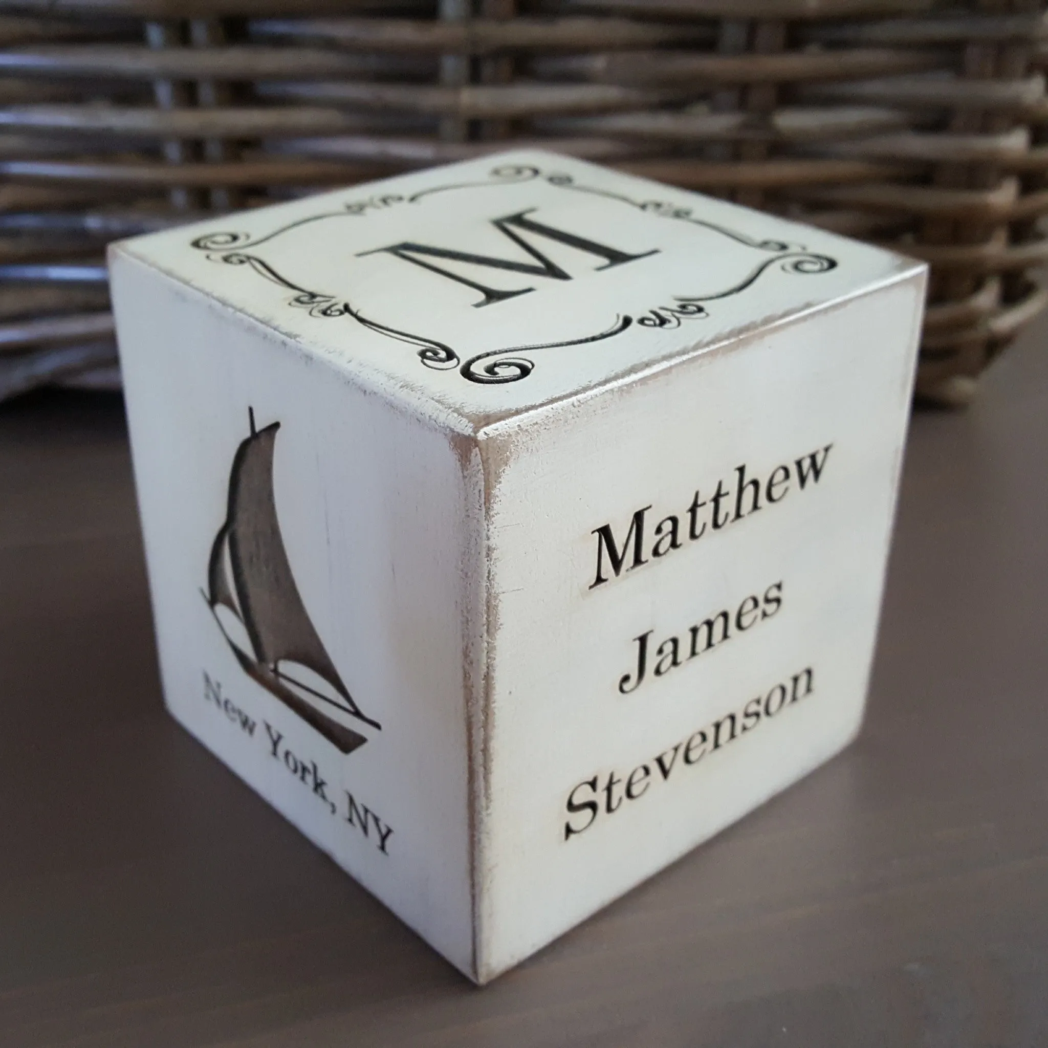 Wooden Block Custom Engraved for Baby