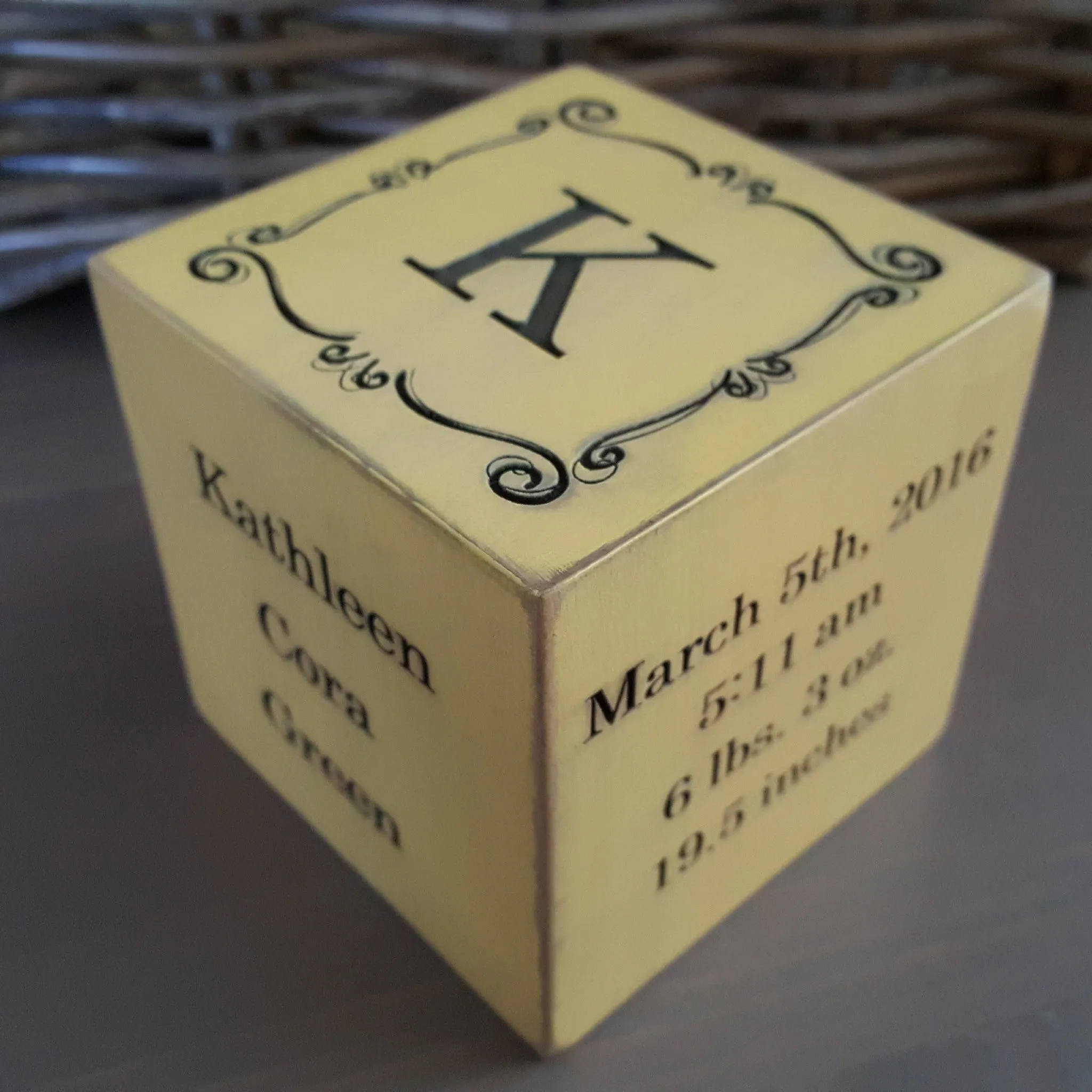 Wooden Block Custom Engraved for Baby