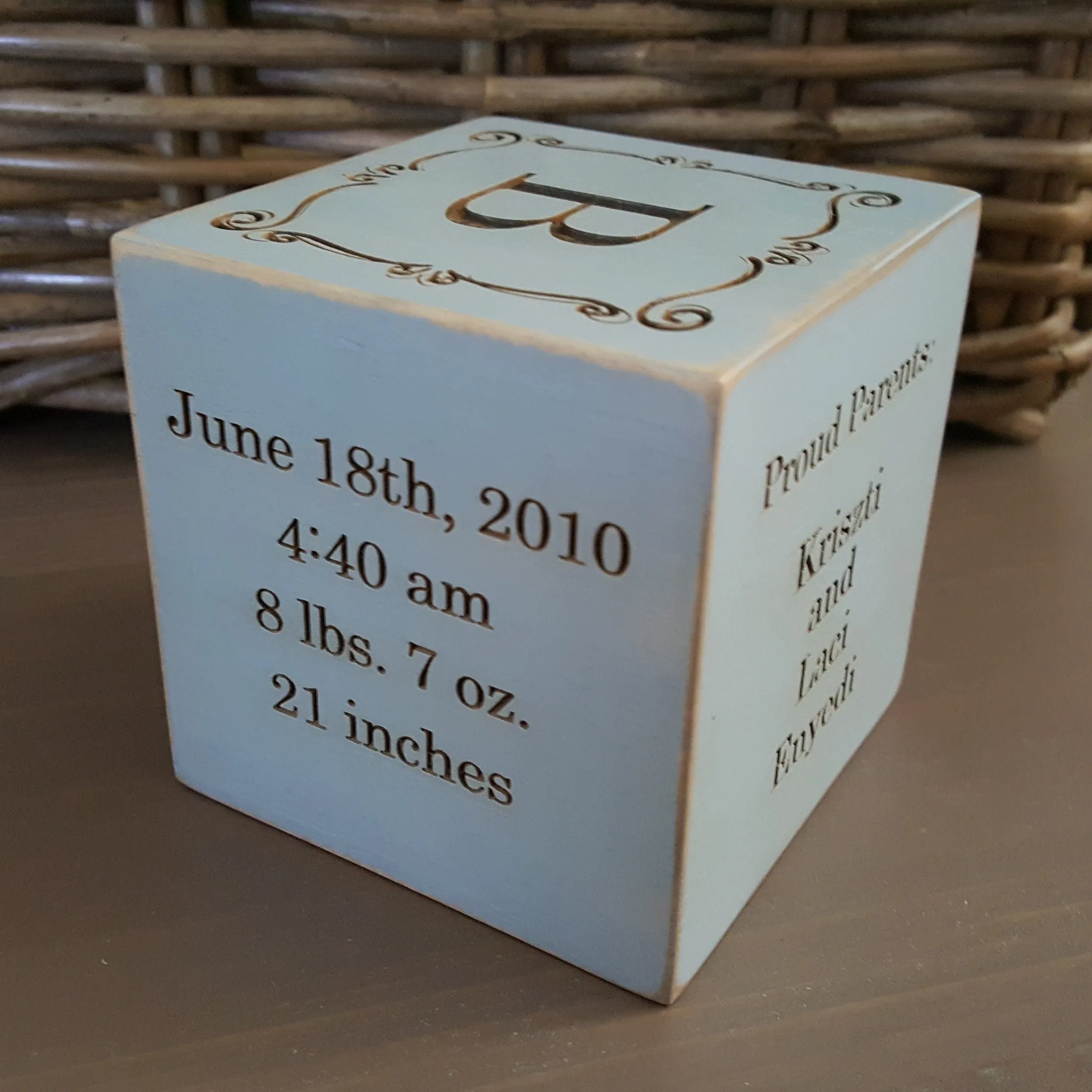 Wooden Block Custom Engraved for Baby