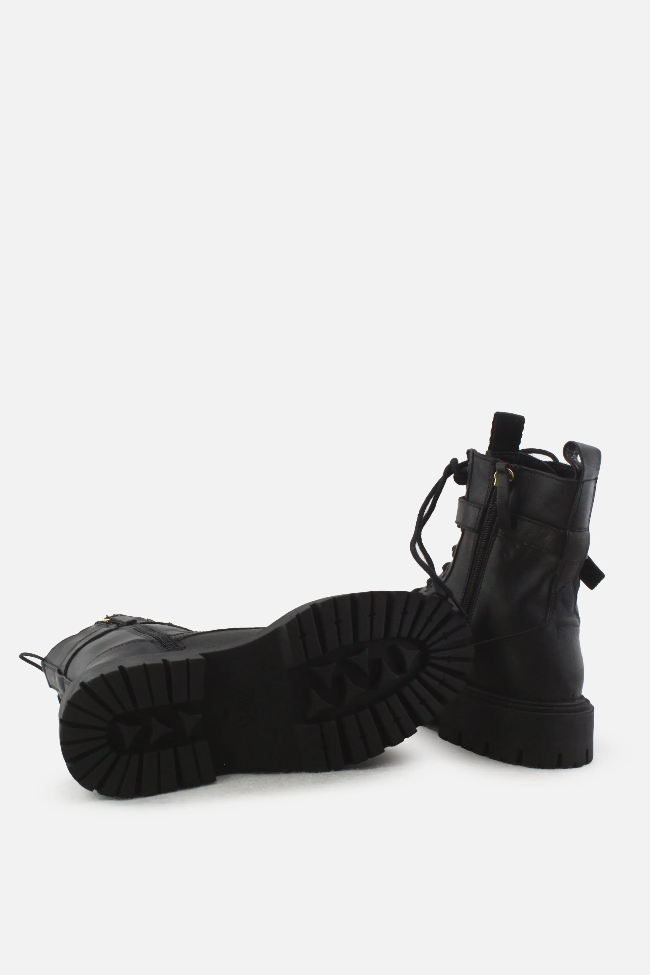 Zara Zipper Buckle Straps Combat Ankle Boots |100% Authentic Leather