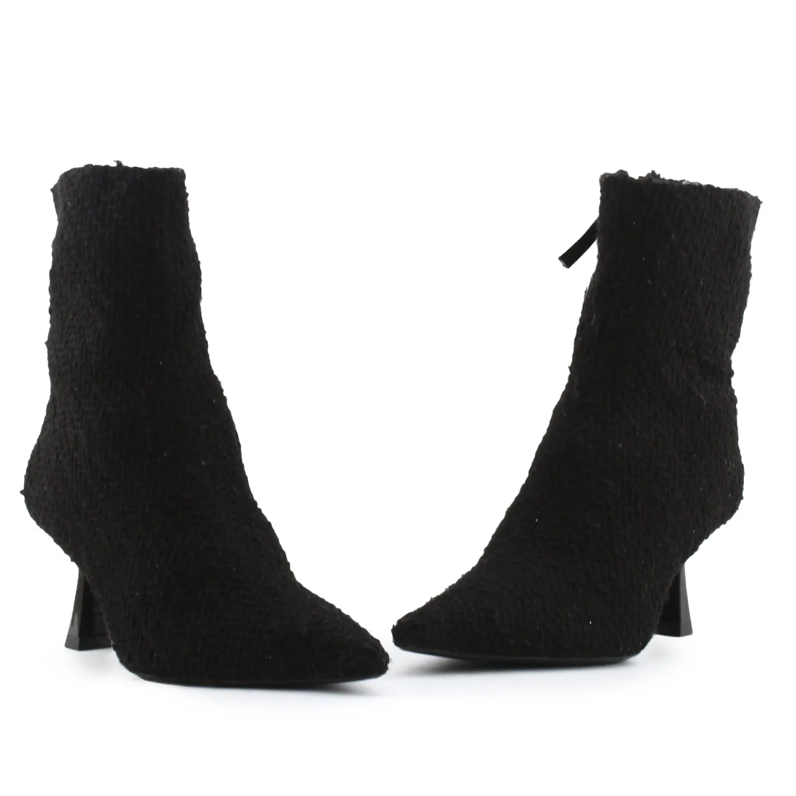 Zara Zipper Kitten Heels Sock Boots | Suede