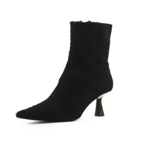 Zara Zipper Kitten Heels Sock Boots | Suede