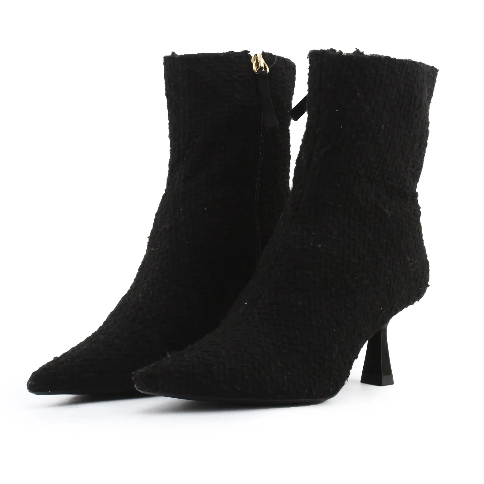 Zara Zipper Kitten Heels Sock Boots | Suede